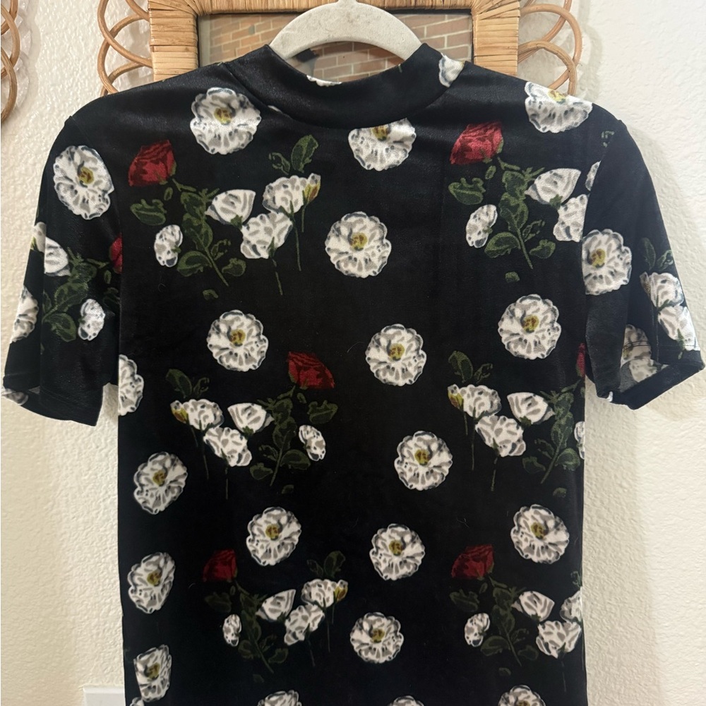 Zara Black Floral T-Shirt